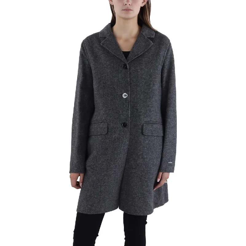 Womens Wool Blend Heathered Wool Coat