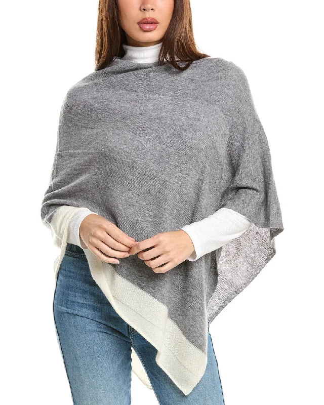 Forte Cashmere Border Stripe Cashmere Poncho