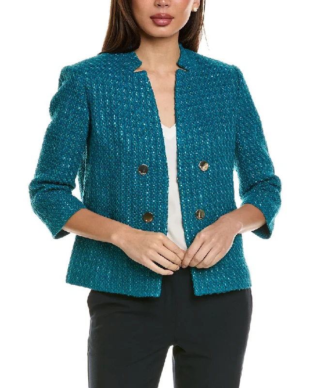 St. John Window Pane Wool-Blend Jacket