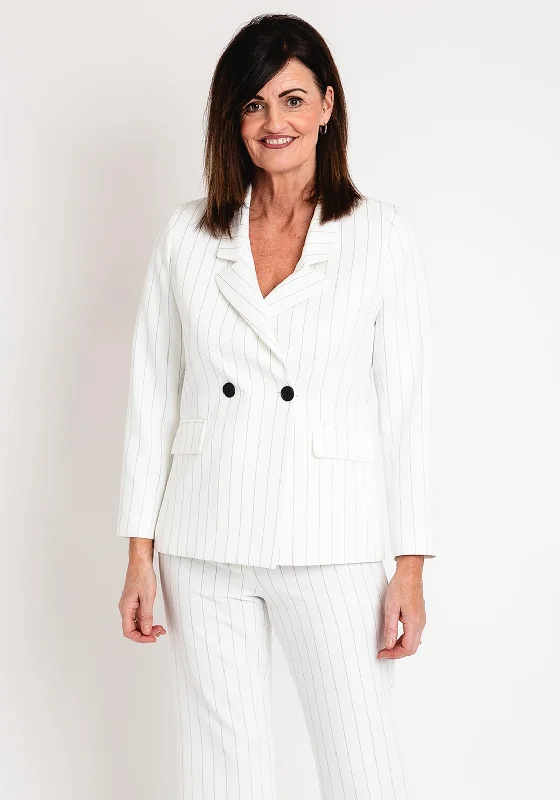 Ella Boo Pinstripe Blazer, White