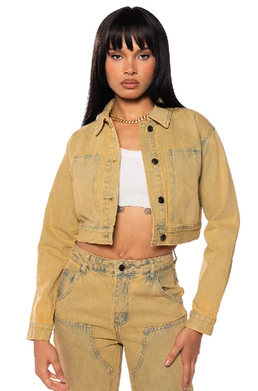 GOETHE MIXED WASH CROP DENIM JACKET