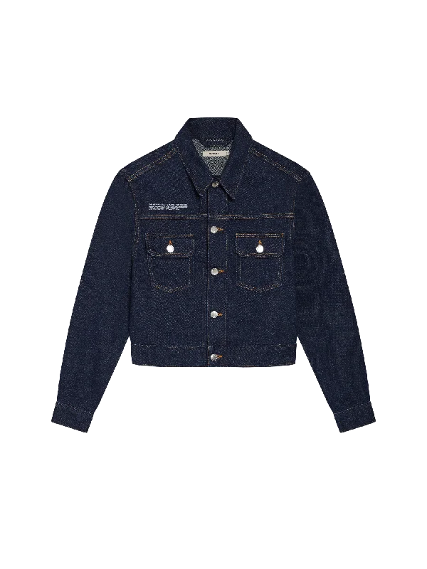 Womens Cropped Hemp Denim Jacket—rinse wash