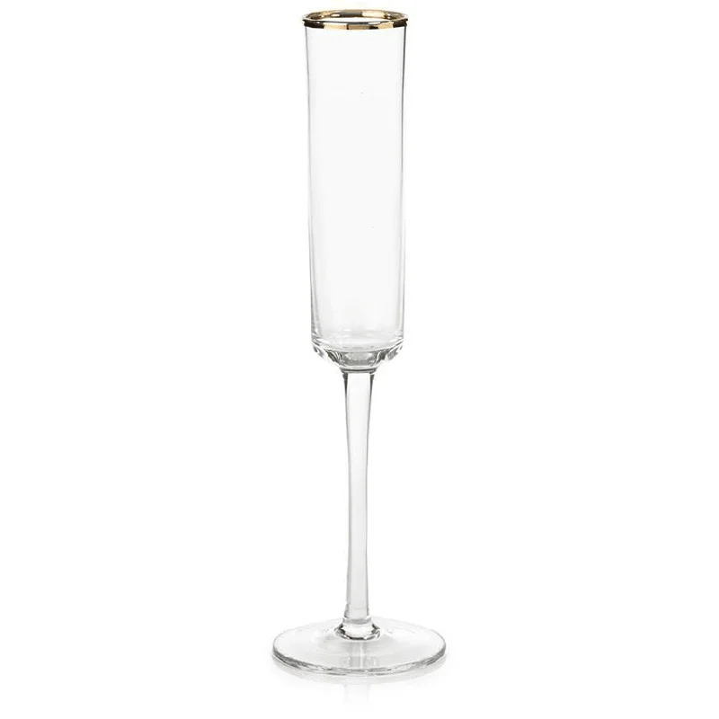 ZALLI CHAMPAGNE FLUTE WITH GOLD RIM, SET OF 6