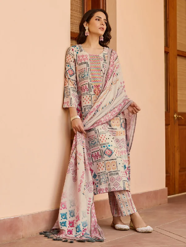 Digitally Printed Cotton Linen Suit Set 4021