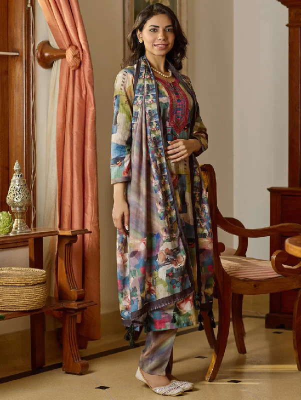 Digitally Printed Cotton Suit Set 3982