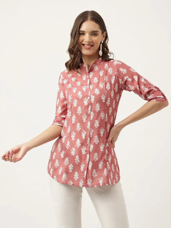 Ethnic Motif Print Rayon Top