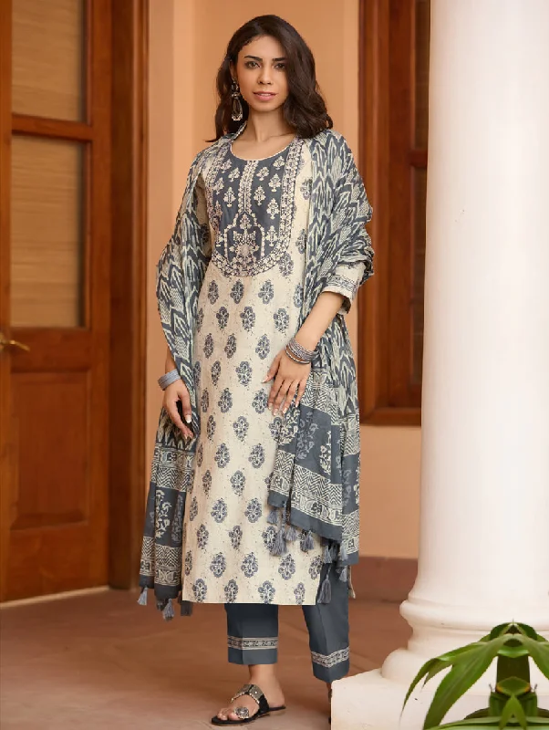 Embroidered Cotton Suit Set 3978