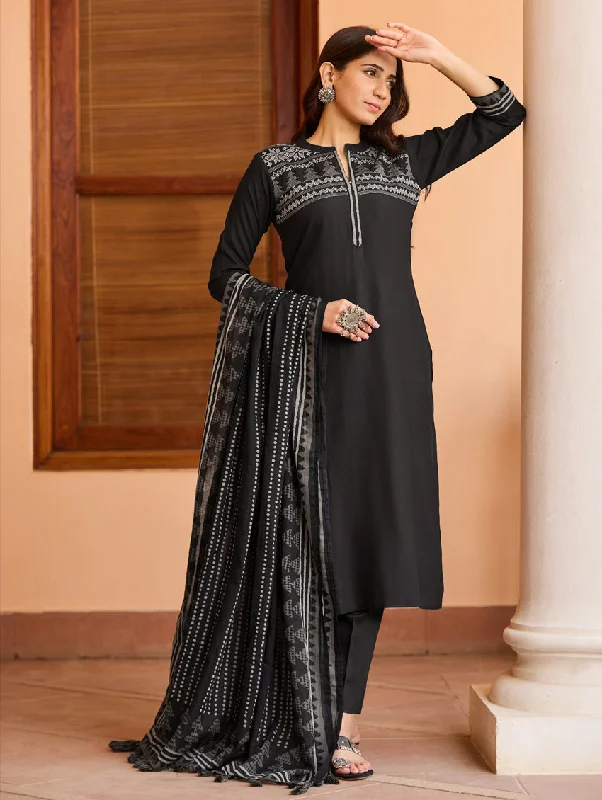 Embroidered Rayon Suit Set 4022