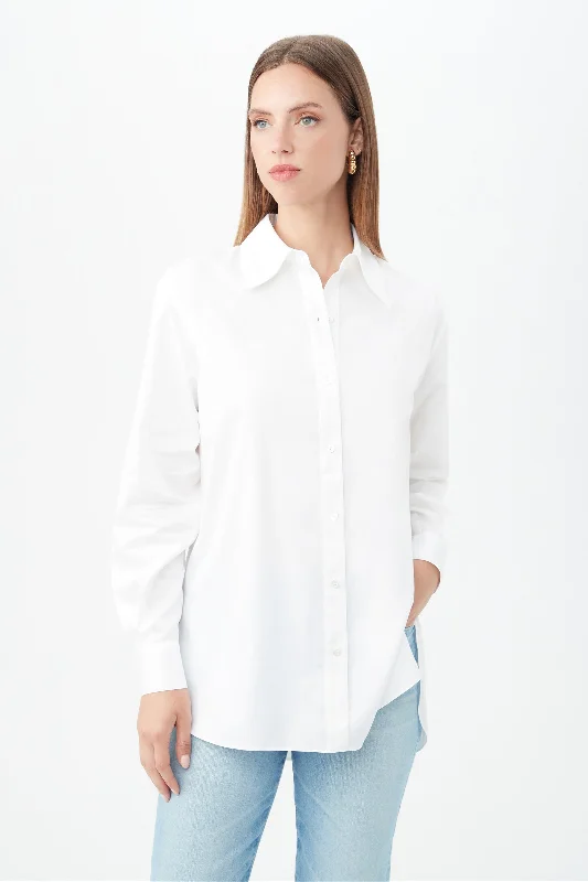 LITSA LONG-SLEEVE BUTTON-UP COTTON SHIRT