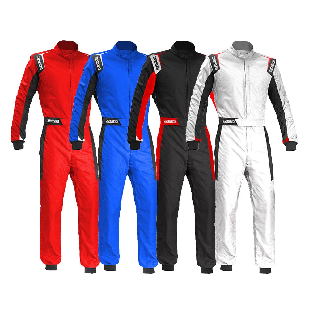 Racing Jumpsuit One Piece Coverall in Red Blue Black and White for Men and Women