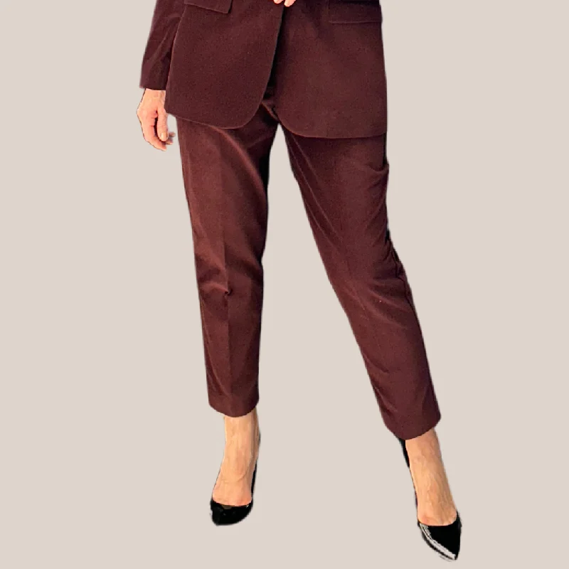 Velvet Tuxedo Pants - Burgandy