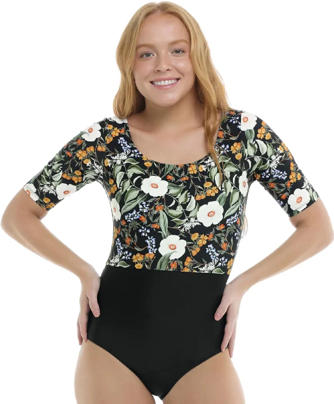 Inflorescence Kat Short Sleeve One-Piece Swimsuit - Women's|-|Maillot de bain une pièce à manches courtes Inflorescence Kat - Femme