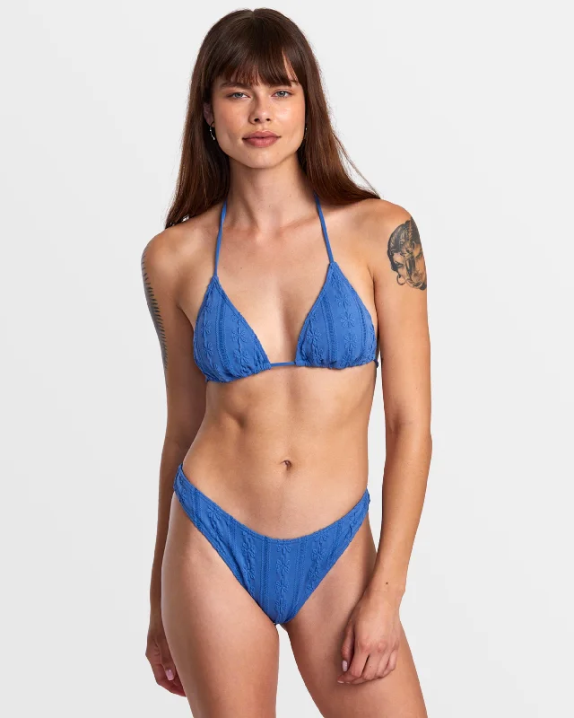 Sweetness Halter Triangle Bikini Top - Federal Blue